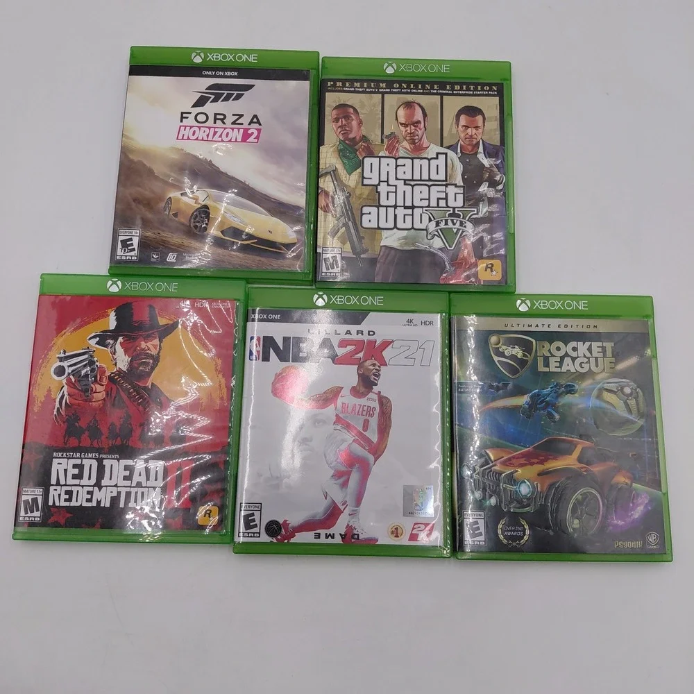 Xbox One 5 Game Lot Red Dead Redemption 2 Forza GTA 5 Rocket League NBA 2K21